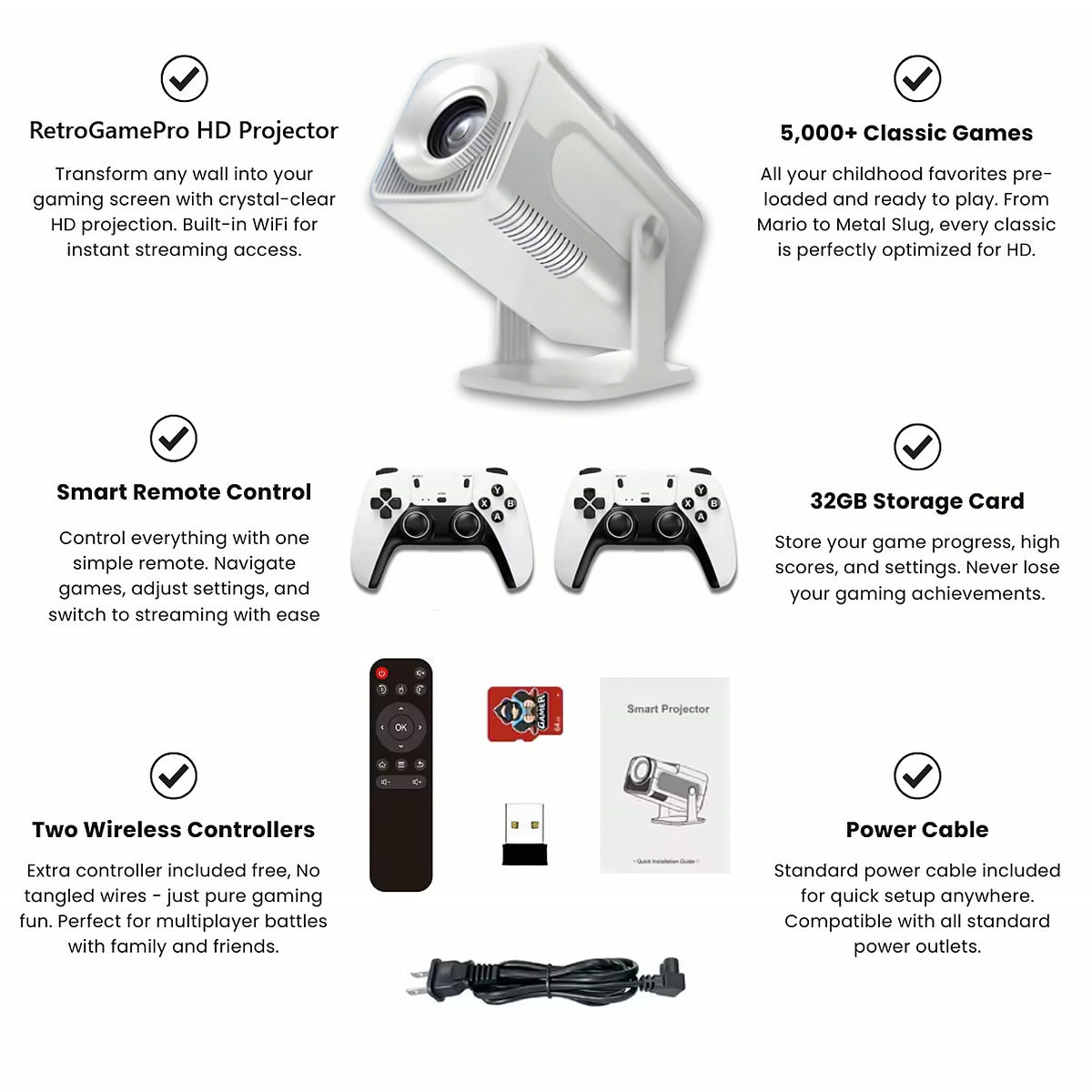 RetroGamePro HD projector features