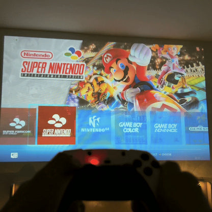 Retro console menu on the wall