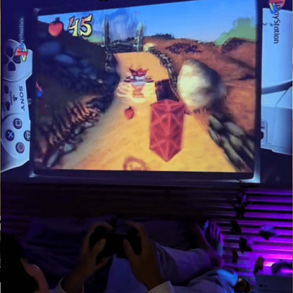 Playing on a giant screen